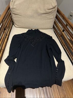 Nougat London Black Lace-Trim High Neck Top